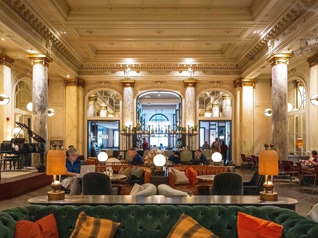 Interior of the lobby area in the Fairmont Palliser Hotel