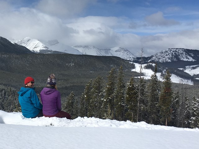 Uplift Adventures going snowshoeing in Crowsnest Pass