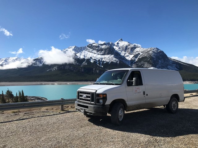 Deluxe Campervan with scenic Rocky Mountain view