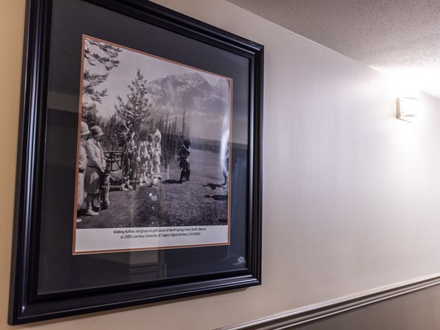 Historical photos on display in hotel