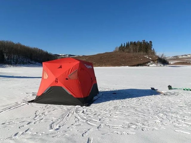 Ice Fishing on Eagle Lake at Wheatland Shores Campground