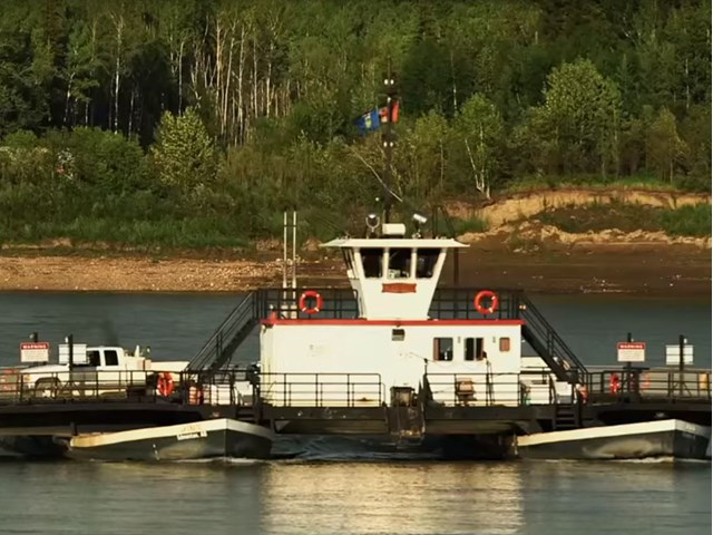 La Crete Ferry used to get across the Peace River